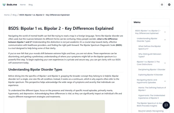 BSDS: Bipolar 1 vs. Bipolar 2 - Key Differences Explained