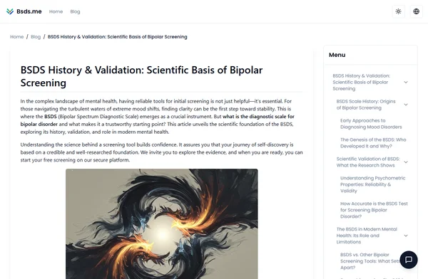 BSDS History & Validation: Scientific Basis of Bipolar Screening