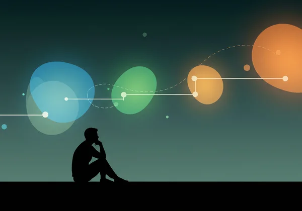 Abstract art of a person reflecting on their experiences