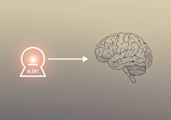 Abstract art of a simple alert leading to a complex brain map.