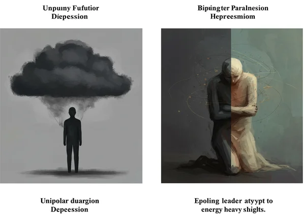 Unipolar (gray cloud) vs. bipolar (heavy, slow) depression.